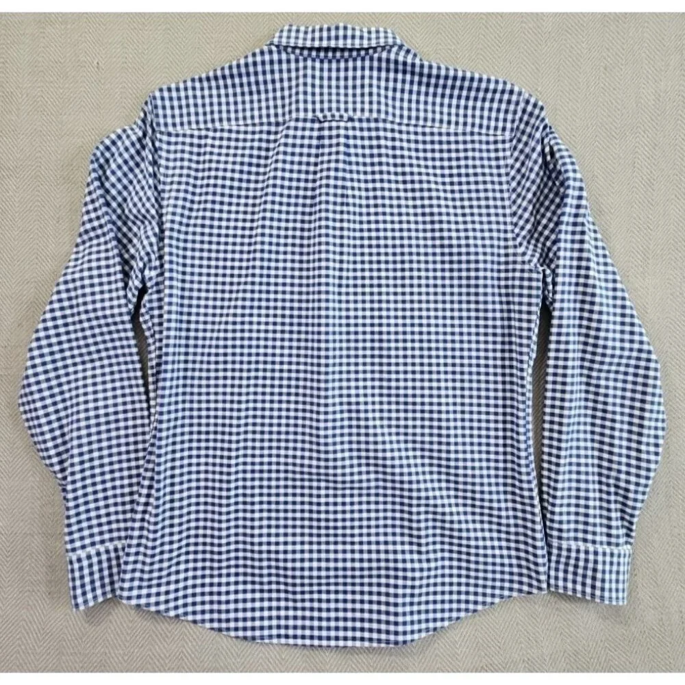 Banana Republic Grant Fit Shirt Men's‎ M Blue Check Stretch Oxford Button Up EUC